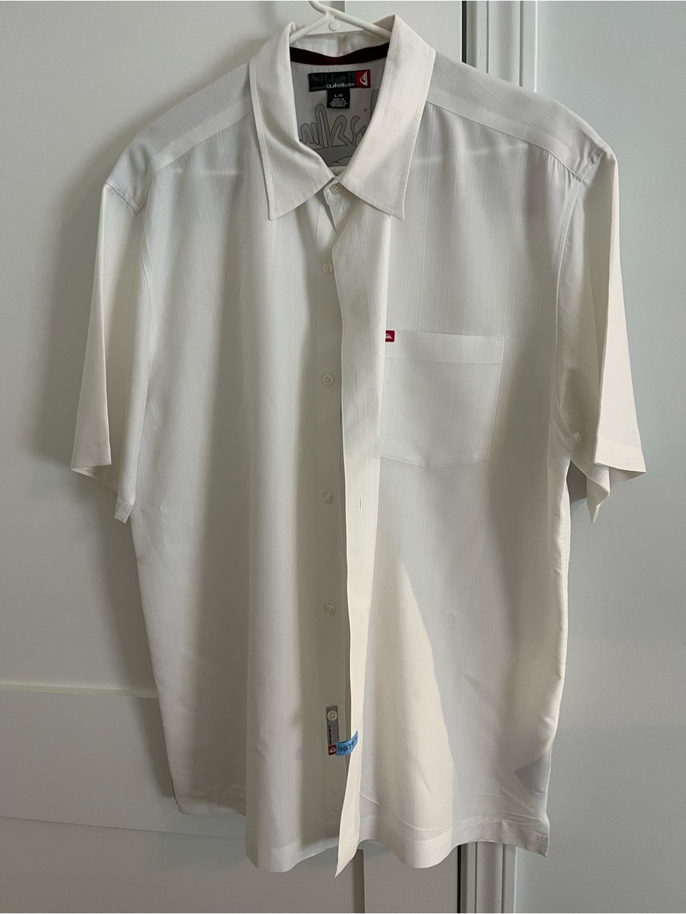 Quiksilver Men's White Short-Sleeve Button-Down Shirt